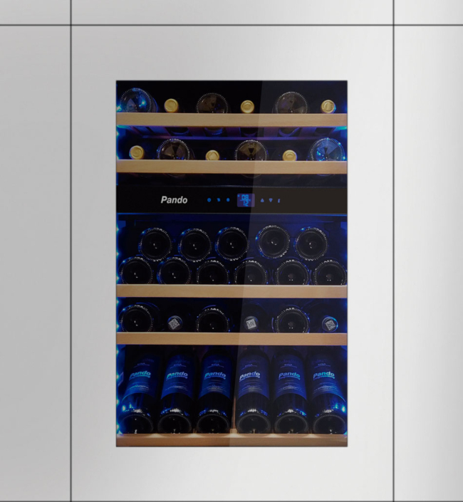 Bovella 18 Duo+ cave à vin réfrigérateur à boissons, 50 litres, 18  bouteilles, porte vitrée, 2 zones de refroidissement : 5 - 18 °C chacune, 3 étagères en bois / 1 étagère en métal